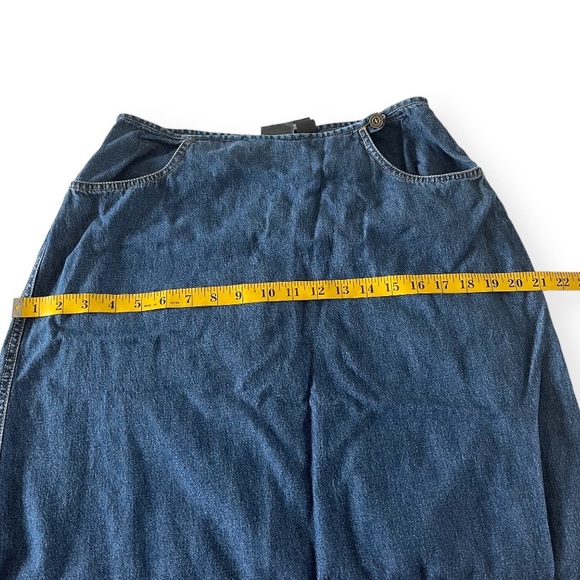 VINTAGE Y2K LIZ WEAR Denim Jean Maxi Skirt with Pockets and Bottom Back Slit - Picture 14 of 15